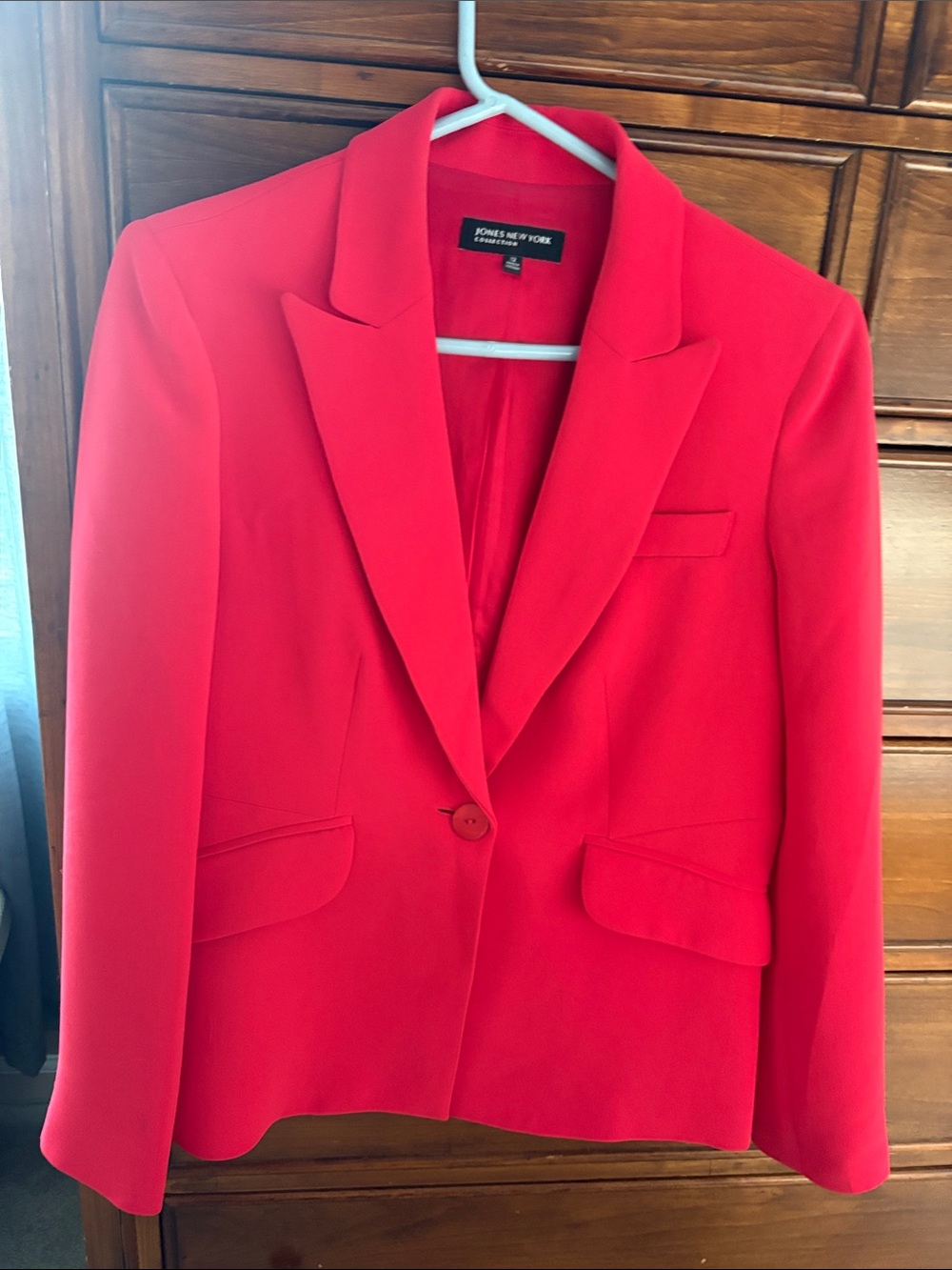 Jones New York Bright Red Single-Button Blazer